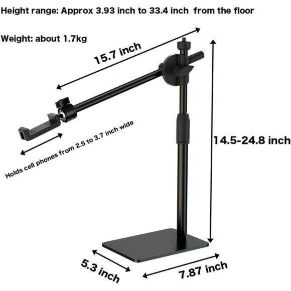 Overhead Phone and Camera Mount Stand - Compatible with iPhone Logitech Webcam - Picture 6 of 6